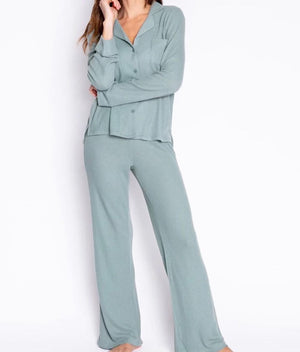 Mixing It Up V-Neck Waffle Knit Pajama Set